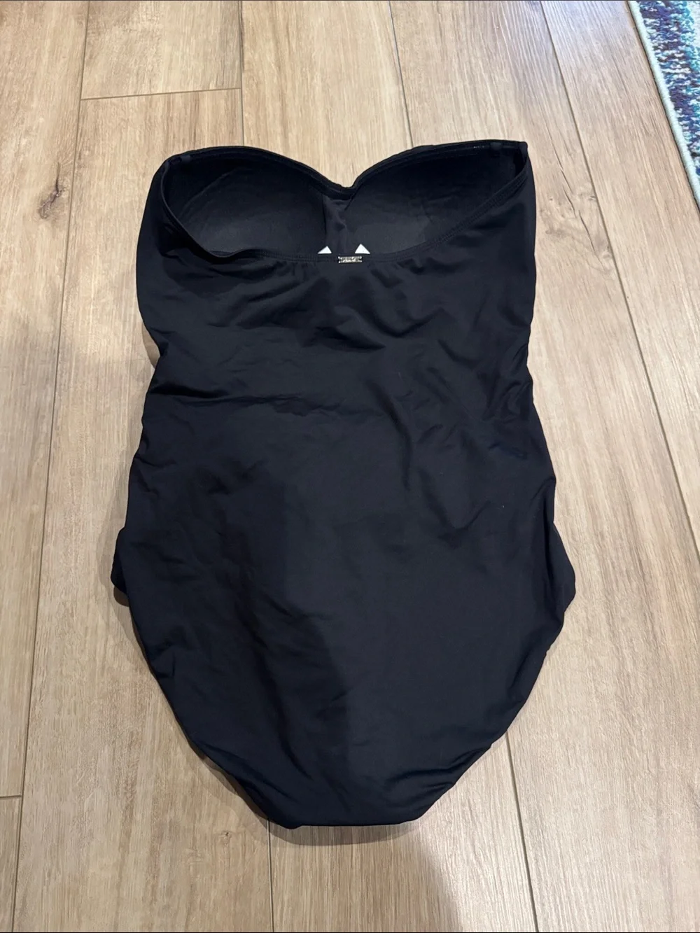 Anne Cole Black Strapless Ruched One-Piece Swimsuit Size 14 - Picture 2 of 7